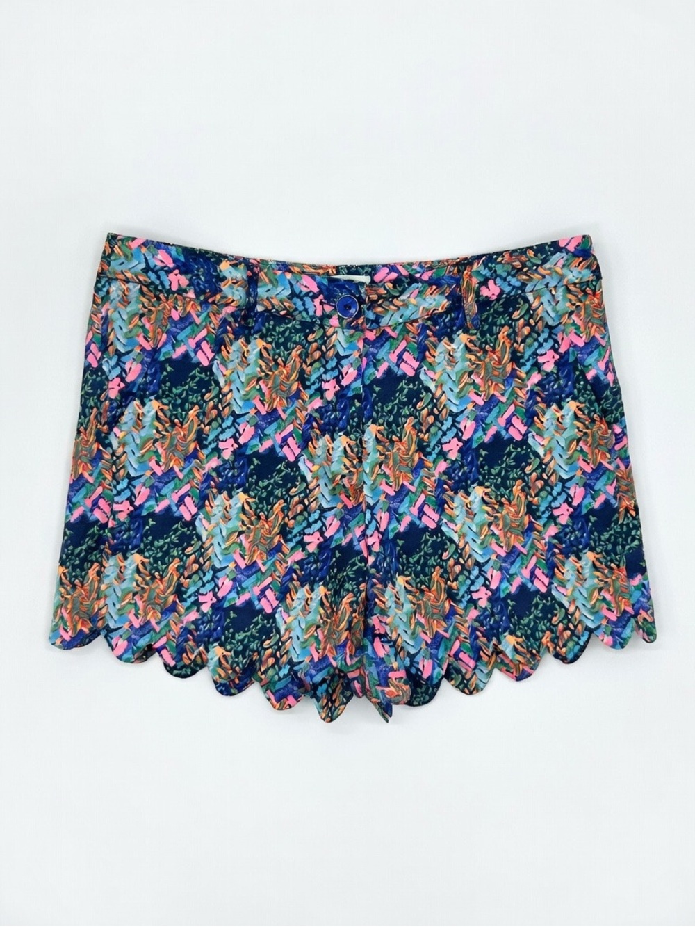 Jade Melody Tam Colorful Scalloped Hem High-Waisted Shorts - Size 4